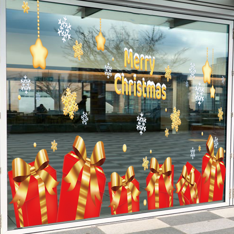 Decal Noel 2026 Hộp Quà Đỏ – Ngôi Sao Vàng – Hít Tĩnh Điện – Khổ 45x60 | Trang Trí Cửa Kính Sang Trọng - Hình ảnh 4
