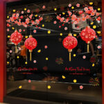 Decal Tết Lồng Đèn Đỏ & Hoa Đào 2026 – An Khang Thịnh Vượng | Hít Tĩnh Điện | Khổ 60×90 cm Trang Trí Cửa Kính Tết