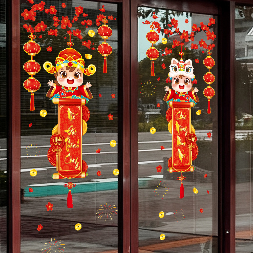 Decal Tết Bé Treo Câu Đối 2026 – Chúc Mừng Năm Mới | Decal Tết Hít Tĩnh Điện | Khổ 60×90 cm – MingDecor - Hình ảnh 6