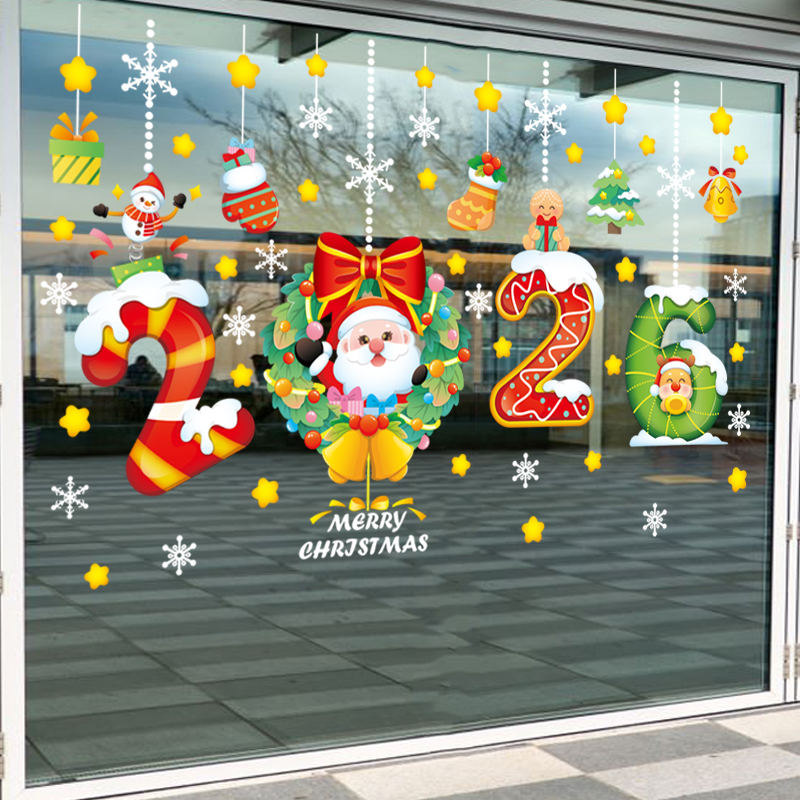 Decal Noel 2026 Kẹo Gậy – Ông Già Noel Vòng Hoa – Hít Tĩnh Điện (Khổ 45x60) – Trang Trí Giáng Sinh Rực Rỡ Cho Cửa Kính - Hình ảnh 6