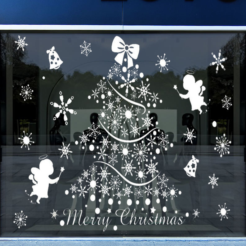 Decal Noel 2026 Cây Thông Thiên Thần Trắng – Hít Tĩnh Điện – Khổ 50x70 | Trang Trí Cửa Kính Sang Trọng – Tinh Khôi – Dễ Dán - Hình ảnh 6