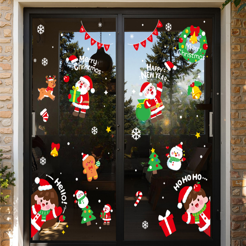 Decal Noel 2026 Cute Santa – Snowman – Tuần Lộc – Bé Noel | Hít Tĩnh Điện | Khổ 50x70 – Trang Trí Cửa Kính Dễ Thương Cho Cửa Hàng & Gia Đình - Hình ảnh 5