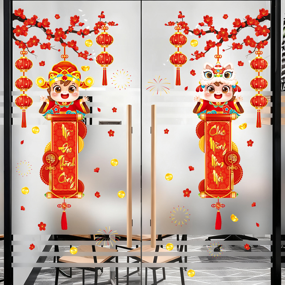 Decal Tết Bé Treo Câu Đối 2026 – Chúc Mừng Năm Mới | Decal Tết Hít Tĩnh Điện | Khổ 60×90 cm – MingDecor - Hình ảnh 5