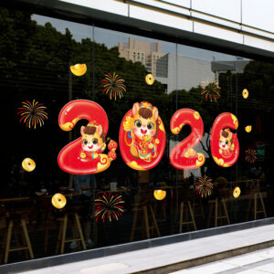 Decal Tết 2026 Hít Tĩnh Điện Trang Trí Cửa Kính Bé Tài Lộc Đẹp – MingDecor