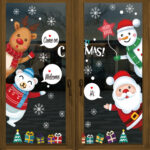 Decal Noel 2026 – Combo Ông Già Noel, Người Tuyết, Tuần Lộc, Gấu Bắc Cực | Hít Tĩnh Điện | Khổ 45×60cm – MingDecor