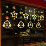 Decal Noel 2026 Ngôi Sao & Cây Thông Đèn LED – Hít Tĩnh Điện Cao Cấp (Khổ 45×60) – Trang Trí Giáng Sinh Lung Linh cho Cửa Kính