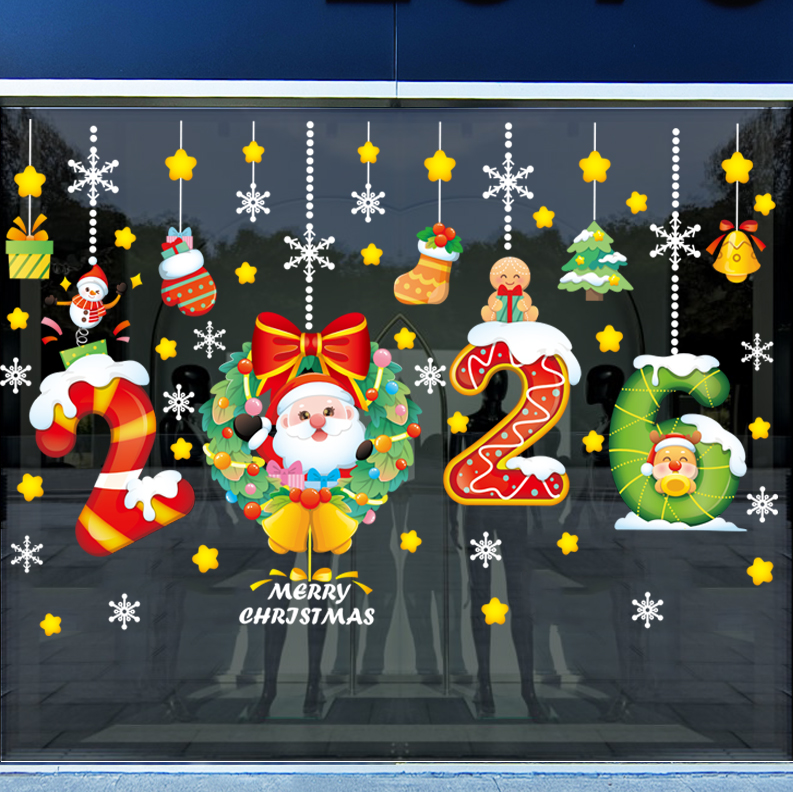Decal Noel 2026 Kẹo Gậy – Ông Già Noel Vòng Hoa – Hít Tĩnh Điện (Khổ 45x60) – Trang Trí Giáng Sinh Rực Rỡ Cho Cửa Kính - Hình ảnh 5