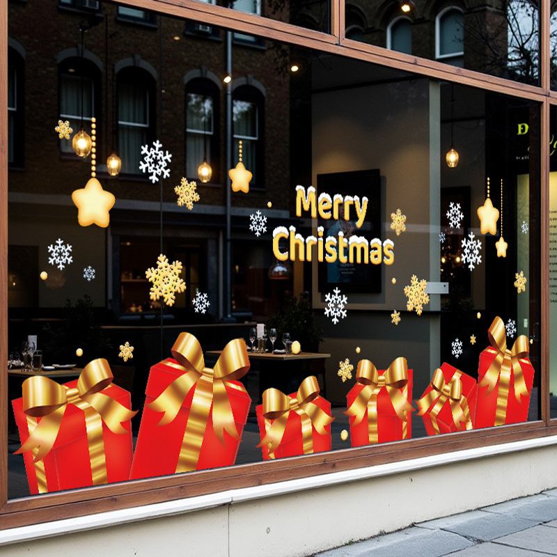 Decal Noel 2026 Hộp Quà Đỏ – Ngôi Sao Vàng – Hít Tĩnh Điện – Khổ 45x60 | Trang Trí Cửa Kính Sang Trọng - Hình ảnh 6