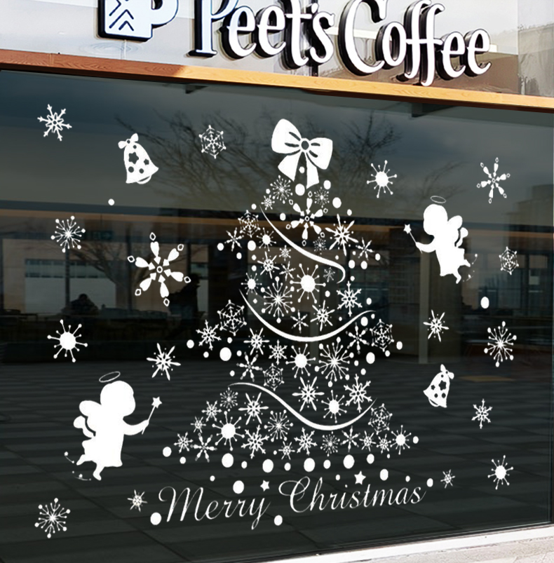 Decal Noel 2026 Cây Thông Thiên Thần Trắng – Hít Tĩnh Điện – Khổ 50x70 | Trang Trí Cửa Kính Sang Trọng – Tinh Khôi – Dễ Dán - Hình ảnh 5