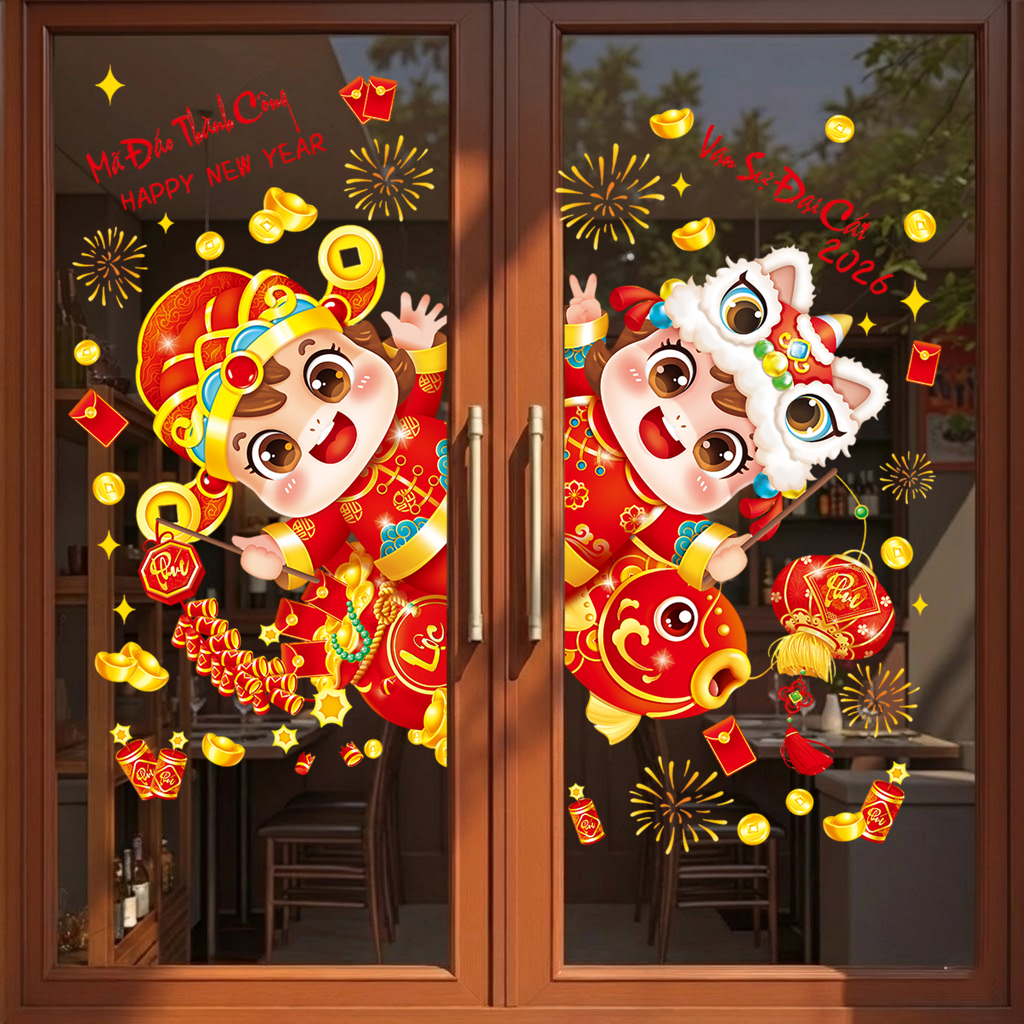 Decal Tết Bé May Mắn 2026 – Mã Đáo Thành Công, Vạn Sự Đại Cát | Decal Tết Hít Tĩnh Điện | Khổ 60×90 cm – MingDecor - Hình ảnh 2
