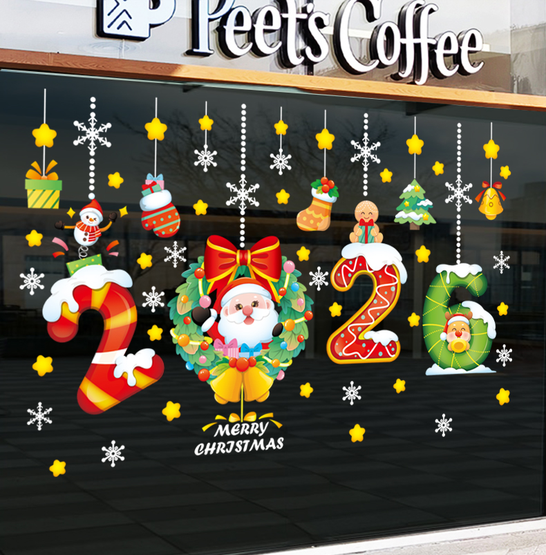Decal Noel 2026 Kẹo Gậy – Ông Già Noel Vòng Hoa – Hít Tĩnh Điện (Khổ 45x60) – Trang Trí Giáng Sinh Rực Rỡ Cho Cửa Kính - Hình ảnh 4