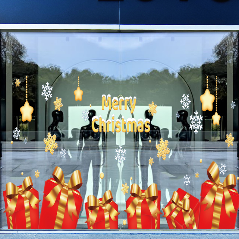 Decal Noel 2026 Hộp Quà Đỏ – Ngôi Sao Vàng – Hít Tĩnh Điện – Khổ 45x60 | Trang Trí Cửa Kính Sang Trọng - Hình ảnh 7