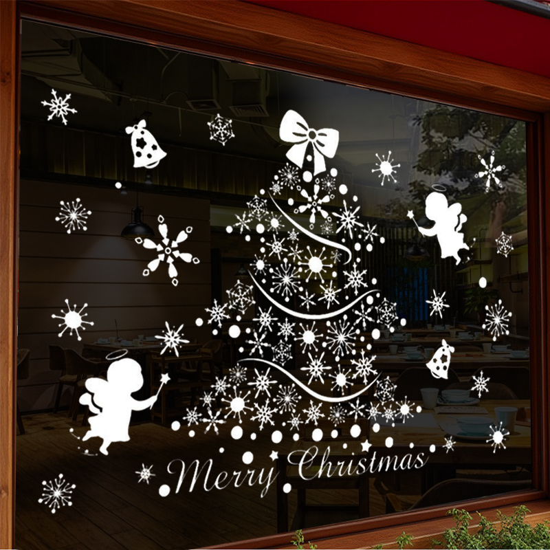 Decal Noel 2026 Cây Thông Thiên Thần Trắng – Hít Tĩnh Điện – Khổ 50x70 | Trang Trí Cửa Kính Sang Trọng – Tinh Khôi – Dễ Dán - Hình ảnh 4