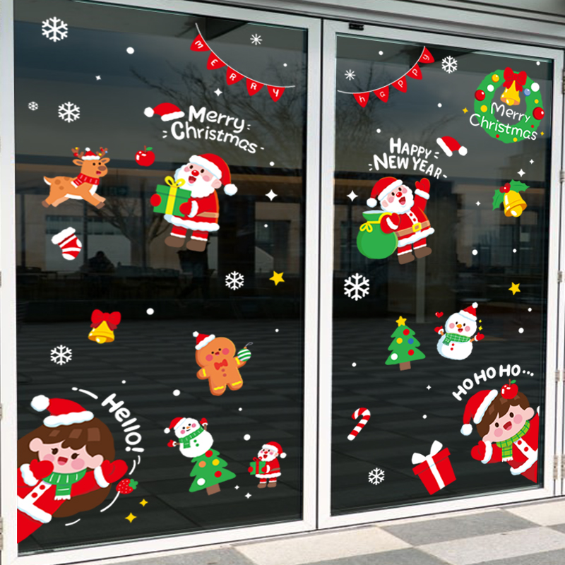 Decal Noel 2026 Cute Santa – Snowman – Tuần Lộc – Bé Noel | Hít Tĩnh Điện | Khổ 50x70 – Trang Trí Cửa Kính Dễ Thương Cho Cửa Hàng & Gia Đình - Hình ảnh 3
