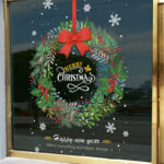 Decal Noel Vòng Hoa Merry Christmas 2026 – Hít Tĩnh Điện, Khổ 45x60cm – Trang Trí Cửa Kính Sang Trọng Tại MingDecor