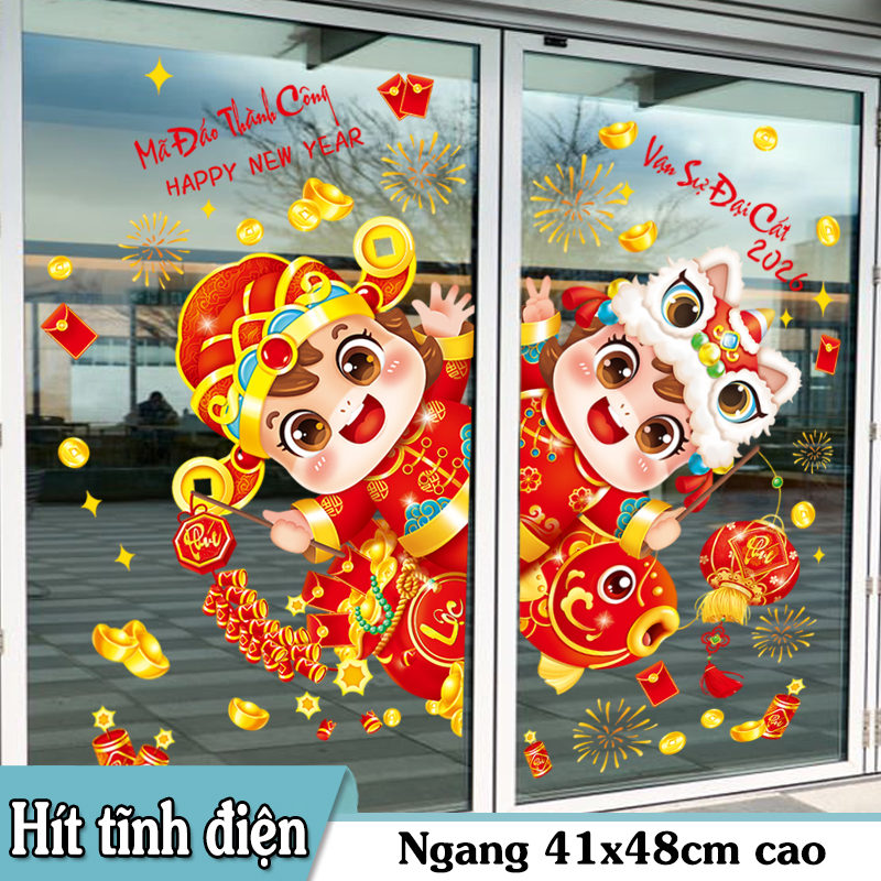 Decal Tết Bé May Mắn 2026 – Mã Đáo Thành Công, Vạn Sự Đại Cát | Decal Tết Hít Tĩnh Điện | Khổ 60×90 cm – MingDecor - Hình ảnh 8