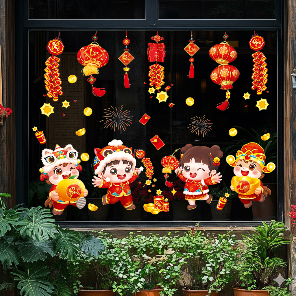 Decal Tết Bé Múa Lân 2026 – Decal Tết Hít Tĩnh Điện – Decal Tết 60x90 cm | MingDecor - Hình ảnh 4