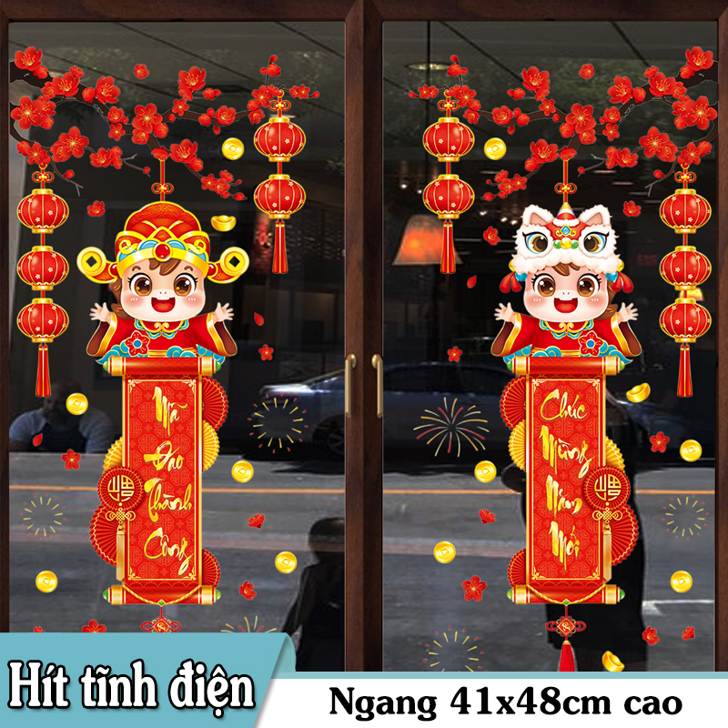 Decal Tết Bé Treo Câu Đối 2026 – Chúc Mừng Năm Mới | Decal Tết Hít Tĩnh Điện | Khổ 60×90 cm – MingDecor - Hình ảnh 8