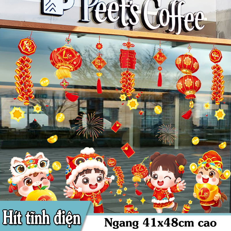 Decal Tết Bé Múa Lân 2026 – Decal Tết Hít Tĩnh Điện – Decal Tết 60x90 cm | MingDecor - Hình ảnh 3