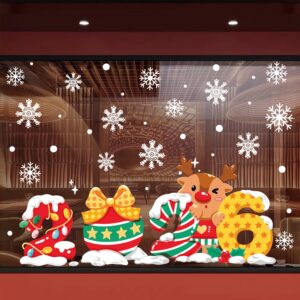 Decal Noel 2026 Số 2026 & Tuần Lộc Dễ Thương | Hít Tĩnh Điện | Khổ 50x70 – Trang Trí Cửa Kính Giáng Sinh Siêu Cute