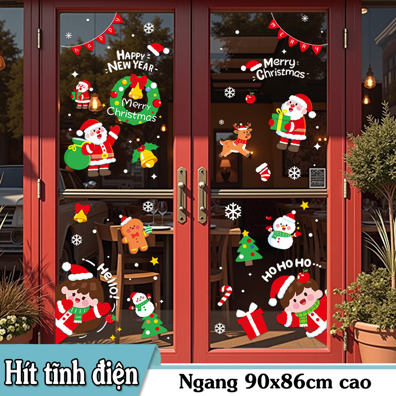 Decal Noel 2026 Cute Santa – Snowman – Tuần Lộc – Bé Noel | Hít Tĩnh Điện | Khổ 50x70 – Trang Trí Cửa Kính Dễ Thương Cho Cửa Hàng & Gia Đình - Hình ảnh 8