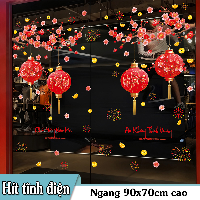 Decal Tết Lồng Đèn Đỏ & Hoa Đào 2026 – An Khang Thịnh Vượng | Hít Tĩnh Điện | Khổ 60×90 cm Trang Trí Cửa Kính Tết - Hình ảnh 6