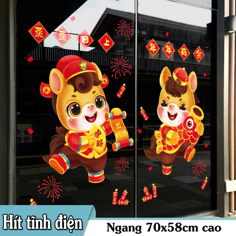 Decal Tết 2026 Hít Tĩnh Điện Bé Tuổi Thìn Cầm Câu Đối – Trang Trí Cửa Kính Cao Cấp MingDecor - Hình ảnh 3