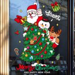 Decal Noel Cây Thông 2026 – Ông Già Noel, Người Tuyết & Tuần Lộc | Hít Tĩnh Điện | Khổ 50×70