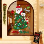 Decal Noel Cây Thông 2026 – Ông Già Noel, Người Tuyết & Tuần Lộc | Hít Tĩnh Điện | Khổ 50×70 – Trang Trí Cửa Kính Giáng Sinh Siêu Dễ Thương