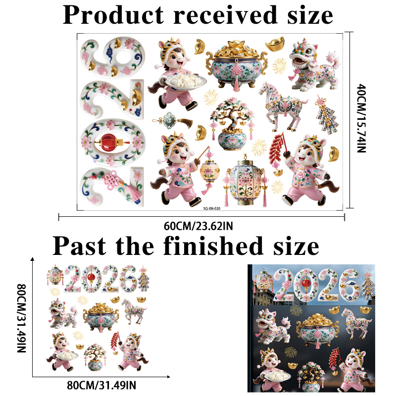 Decal Tết 2026 Hoa Sen – Ngựa May Mắn – Bình Tài Lộc Gốm Sứ | Hít Tĩnh Điện – MingDecor - Hình ảnh 8