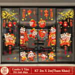 Decal Tết 2026 Hít Tĩnh Điện Combo 5 Tấm – Bé Linh Vật Rước Lộc Đón Xuân | CDT224