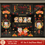 Decal Tết 2026 Hít Tĩnh Điện Combo 5 Tấm – Số 2026 Linh Vật Tài Lộc Dán Kính | Mingdecor