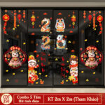 Decal Tết 2026 Hít Tĩnh Điện Combo 5 Tấm – Bé Linh Vật Chiêu Tài 2026, Trang Trí Cửa Kính Đón Xuân | Mingdecor