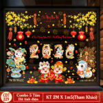 Decal Tết 2026 Hít Tĩnh Điện Combo 5 Tấm – Số 2026 Linh Vật Tài Lộc Dán Kính | Mingdecor