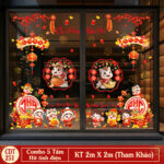 Decal Tết 2026 Hít Tĩnh Điện Combo 5 Tấm – Bé Linh Vật Phát Lộc, Trang Trí Cửa Kính Đón Năm Mới | Mingdecor