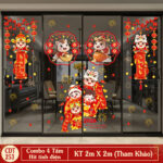 Decal Tết 2026 Hít Tĩnh Điện Combo 4 Tấm – Bé Phát Tài Chữ Lộc Trang Trí Cửa Kính | Mingdecor