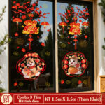 Decal Tết 2026 Hít Tĩnh Điện Combo 3 Tấm – Bé Phát Tài 2026 Trang Trí Cửa Kính | Mingdecor