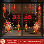 Decal Tết 2026 Hít Tĩnh Điện Combo 3 Tấm – Trang Trí Cửa Kính Đại Tự 2026 | Mingdecor