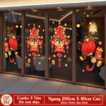Decal Tết 2026 Hít Tĩnh Điện Combo 3 Tấm – Bé Song Hỷ Đón Xuân Trang Trí Cửa Kính | Mingdecor
