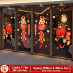 Decal Tết 2026 Hít Tĩnh Điện Combo 3 Tấm – Bé Linh Vật Pháo Tết Phúc Lộc Trang Trí Cửa Kính | Mingdecor