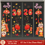 Decal Tết 2026 Hít Tĩnh Điện Combo 5 Tấm – Đại Tự 2026 Bé Chúc Tết Trang Trí Cửa Kính | Mingdecor