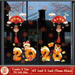 Decal Tết 2026 Hít Tĩnh Điện Combo 2 Tấm – Bộ Số 2026 Bé Linh Vật Đón Xuân May Mắn | Mingdecor