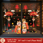 Decal Tết 2026 Hít Tĩnh Điện Combo 2 Tấm – Bé Linh Vật Chúc Xuân Phúc Lộc Trang Trí Cửa Kính | Mingdecor