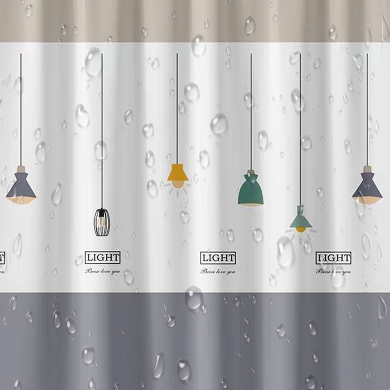 Rèm Nhà Tắm Chống Nước PEVA Họa Tiết Đèn Treo Hiện Đại 120cm x 180cm - Hình ảnh 2