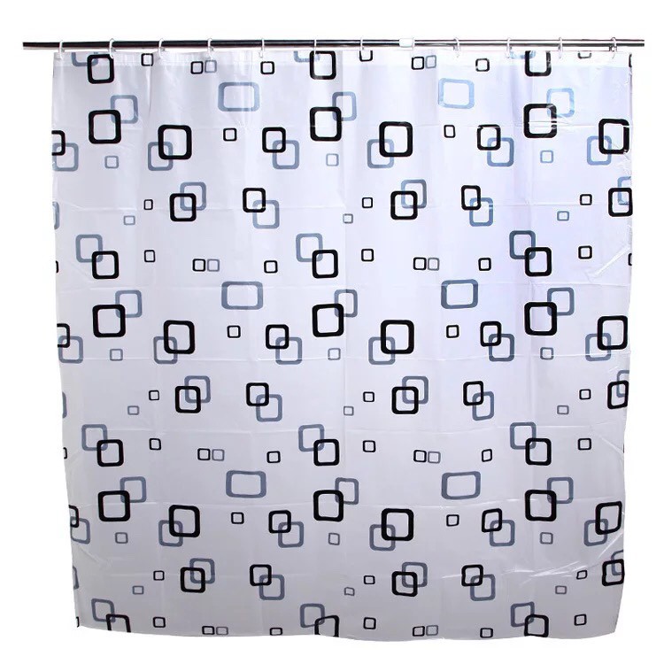 Rèm Nhà Tắm Chống Nước PEVA Họa Tiết Hình Vuông Tối Giản 180cm x 180cm - Hình ảnh 2