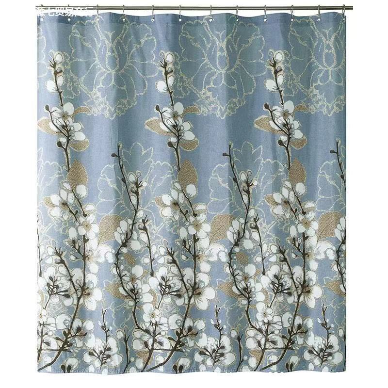 Rèm Nhà Tắm Chống Nước PEVA Họa Tiết Hoa Xanh Trang Trí 180cm x 180cm - Hình ảnh 3