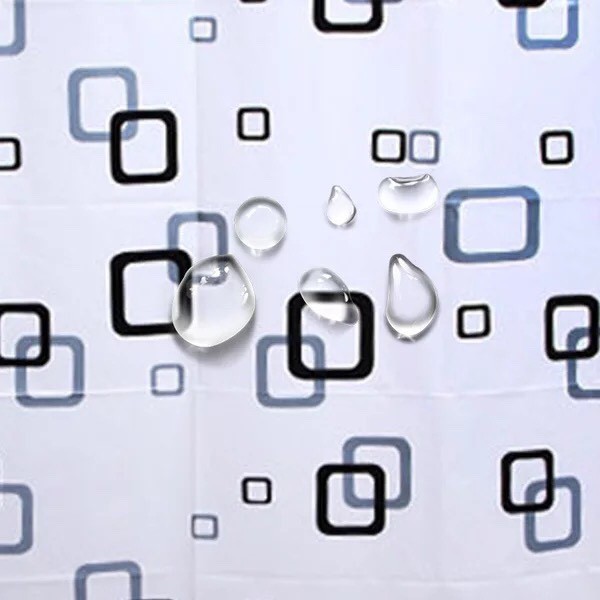 Rèm Nhà Tắm Chống Nước PEVA Họa Tiết Hình Vuông Tối Giản 180cm x 180cm - Hình ảnh 3