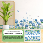 Decal Chân Tường Hoa Cẩm Tú Cầu Xanh Và Bướm Trang Trí Tường – MingDecor
