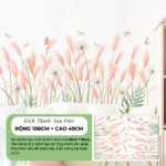 Decal Dán Tường Cỏ Lau Hồng Và Bồ Công Anh Trang Trí Phòng – Decal Trang Trí MingDecor