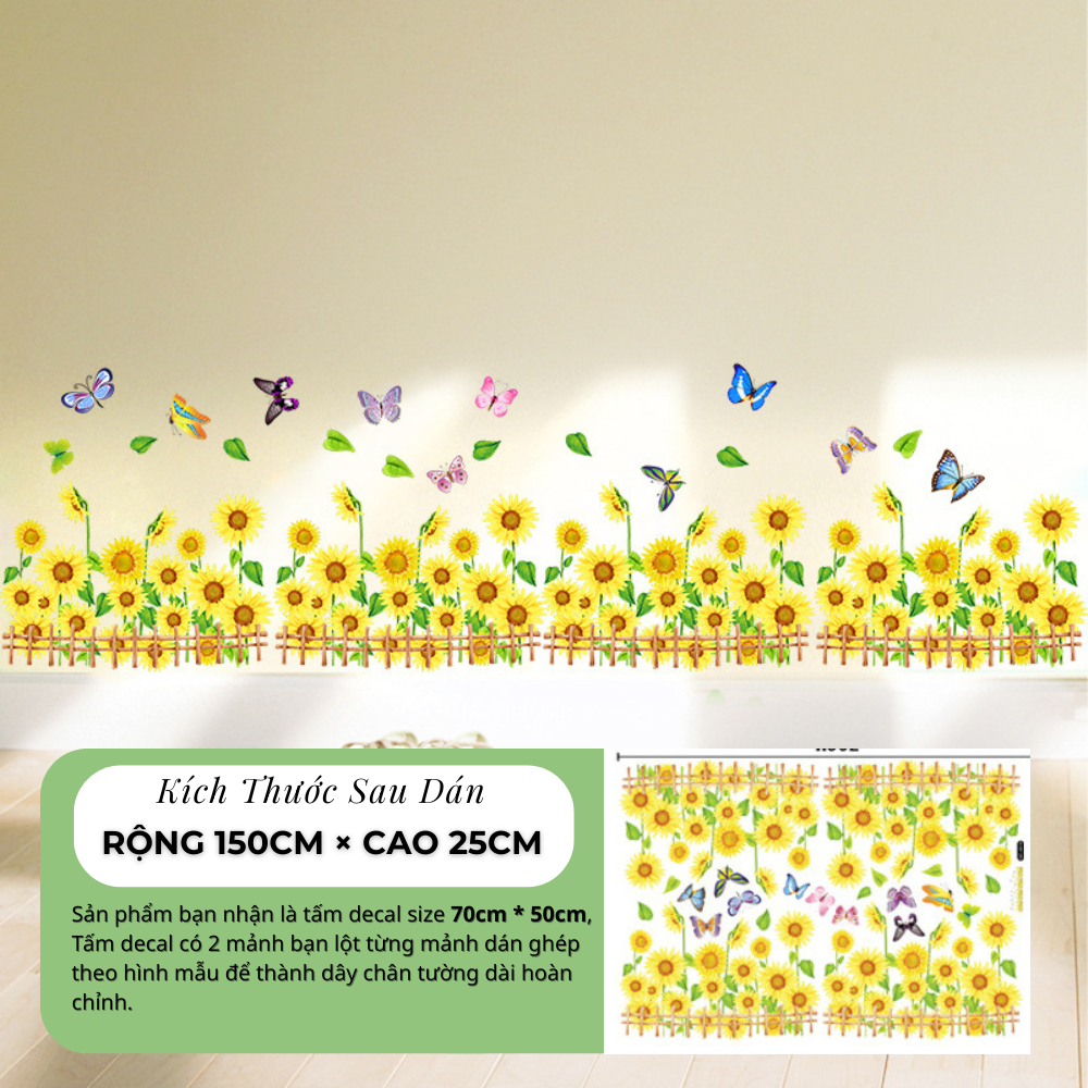 decal-chan-tuong-hoa-huong-duong-va-buom-trang-tri-tuong